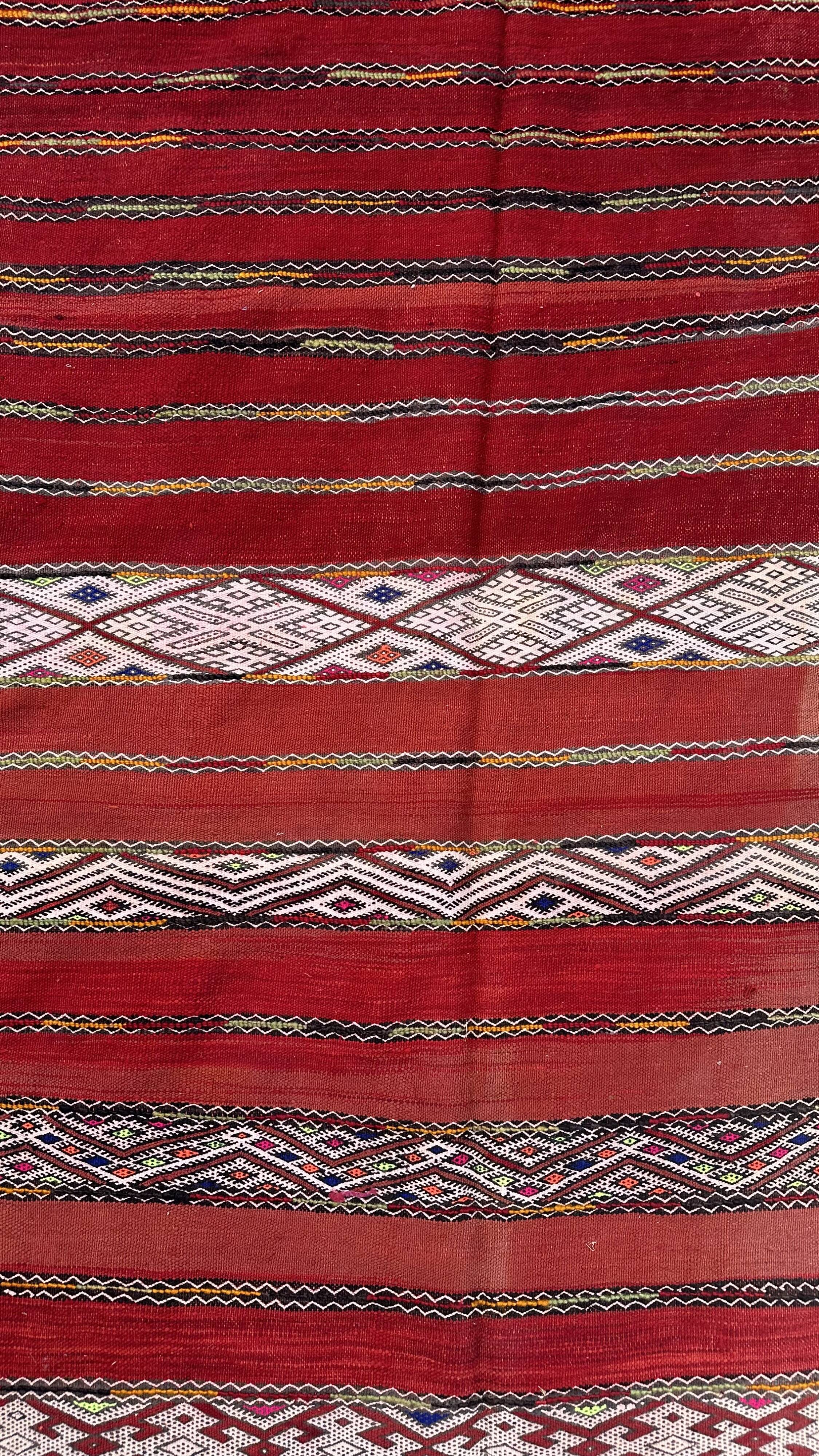 Moroccan kilim zemmour rug - 386 x 168 cm