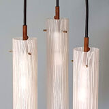 1950s brass and glass pendant light