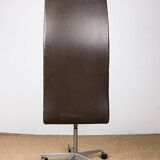Set of 4 office chairs, leather and aluminum, Oxford/Arne Jacobsen model.
