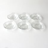 6 anciennes coupelles en verre plates avec anses