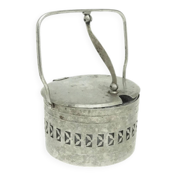 Basket sugar bowl, postmodernism, nickel-plated brass, Poland, 1960s