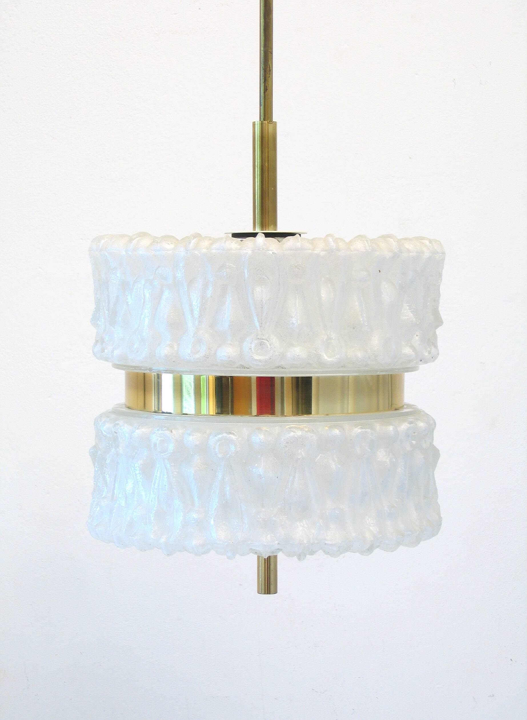 Amazing glass vintage lamp with gold chrome