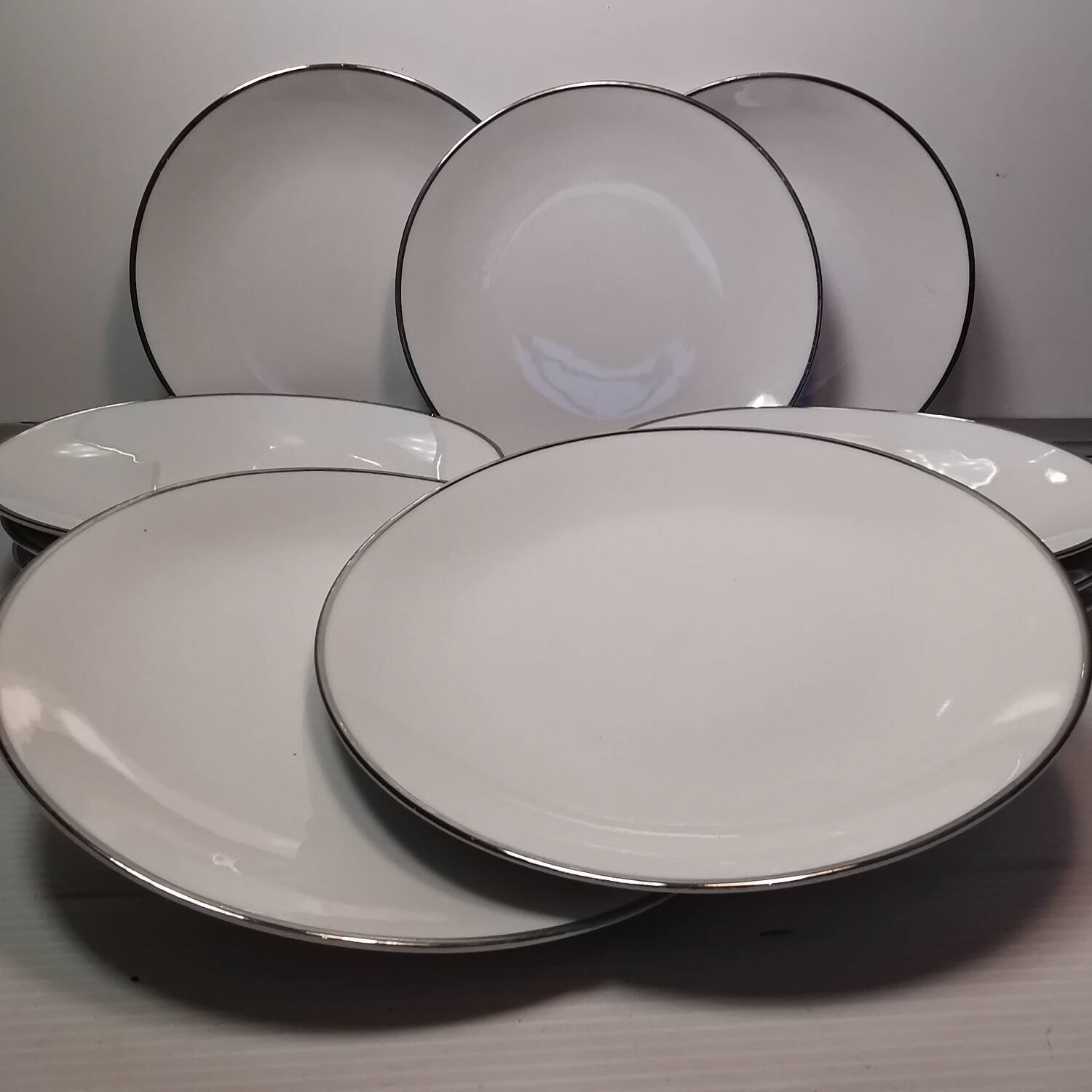 Set of 12 dessert / cake plates - bareuther bavaria silver liseret