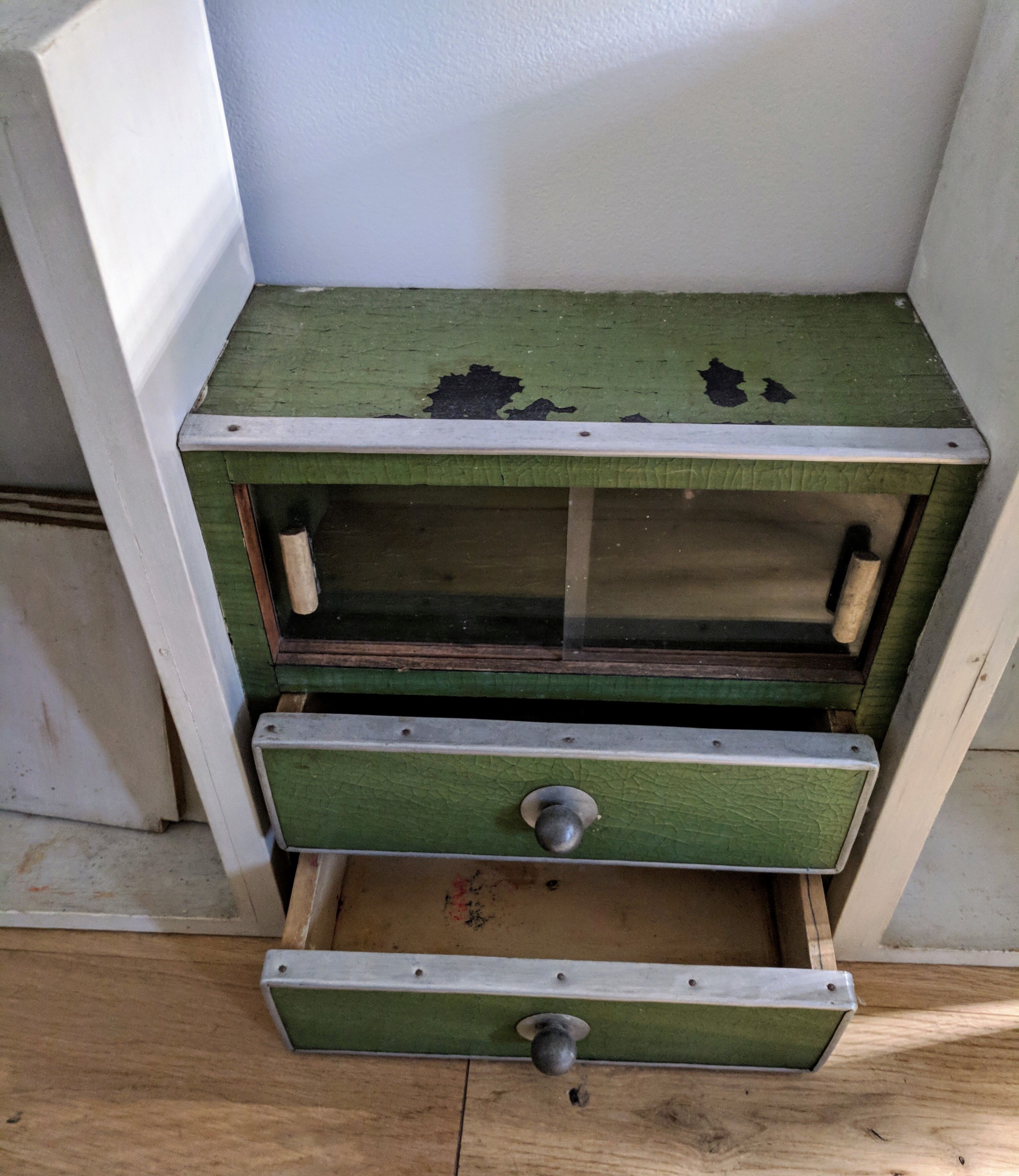 Vintage 50s in wood and steel Cabinet