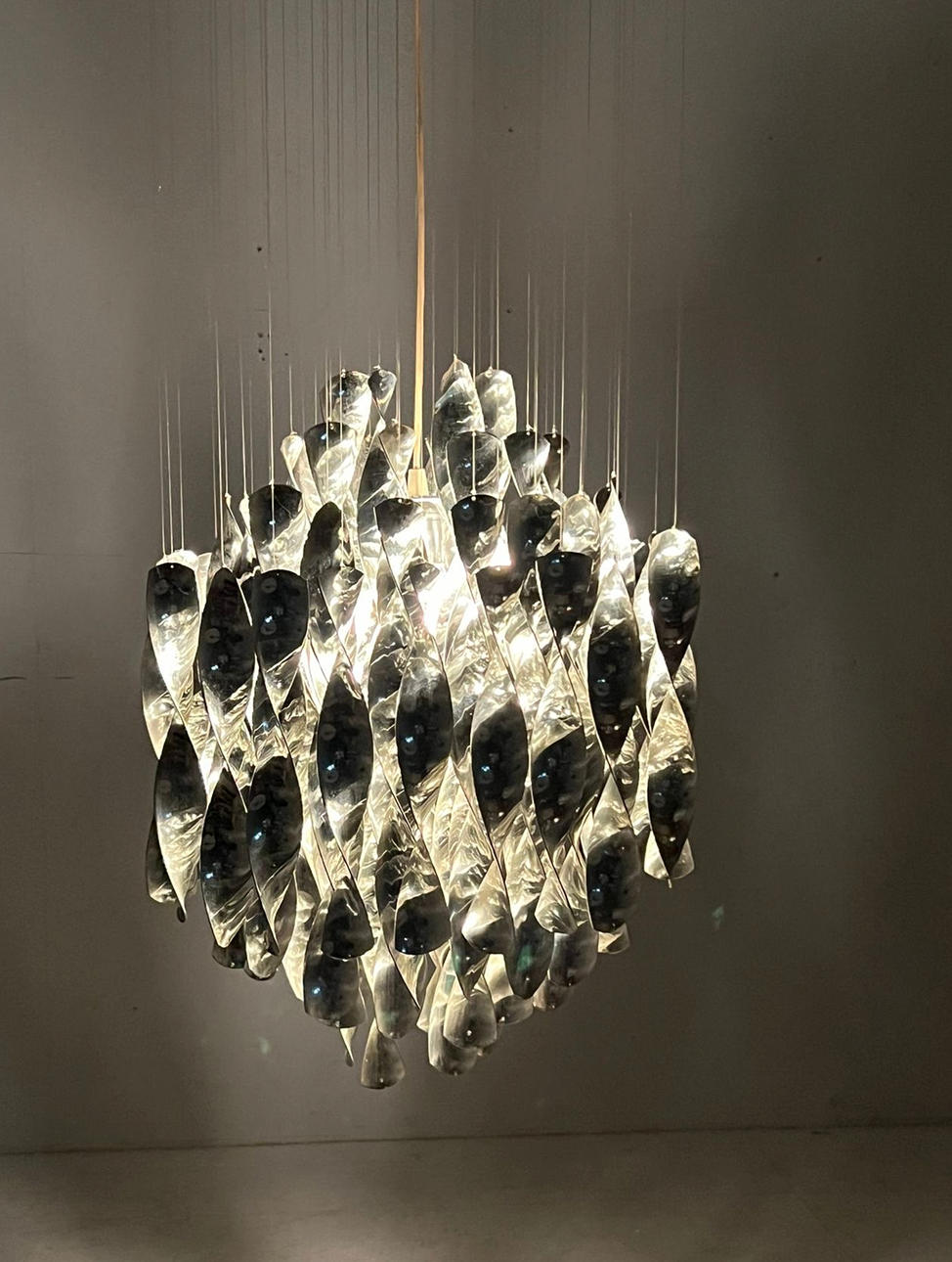 Mid-century spiral ceiling lamp by Verner Panton for Lüber AG, model SP1, Germany, 1970s, early example.