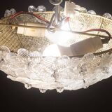 Elegant Murano Ceiling Light Gold and Trasparent Flower by Seguso for Venin
