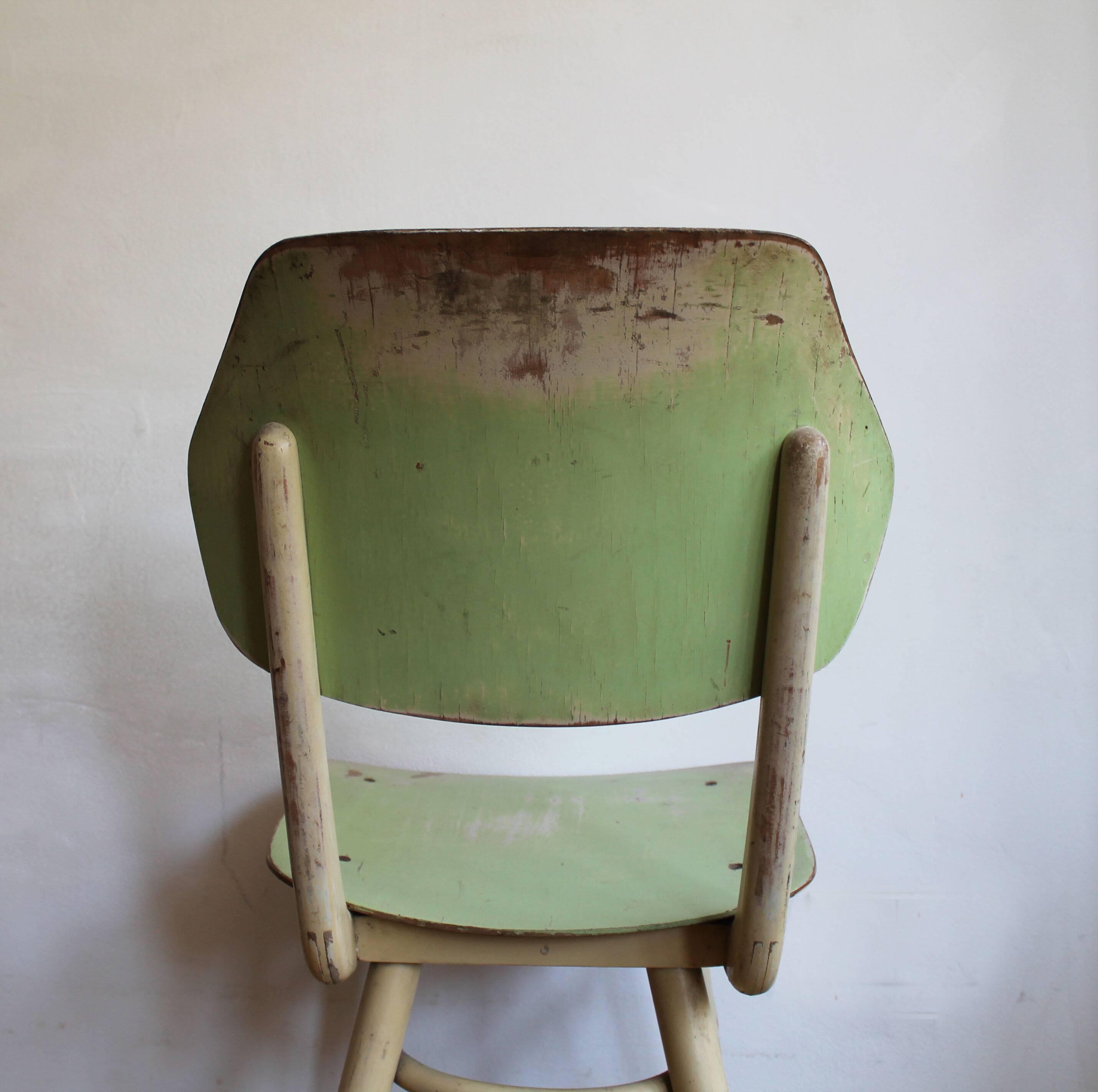 Set of 6 vintage TON chairs in painted wood, Czechoslovakia, 1964