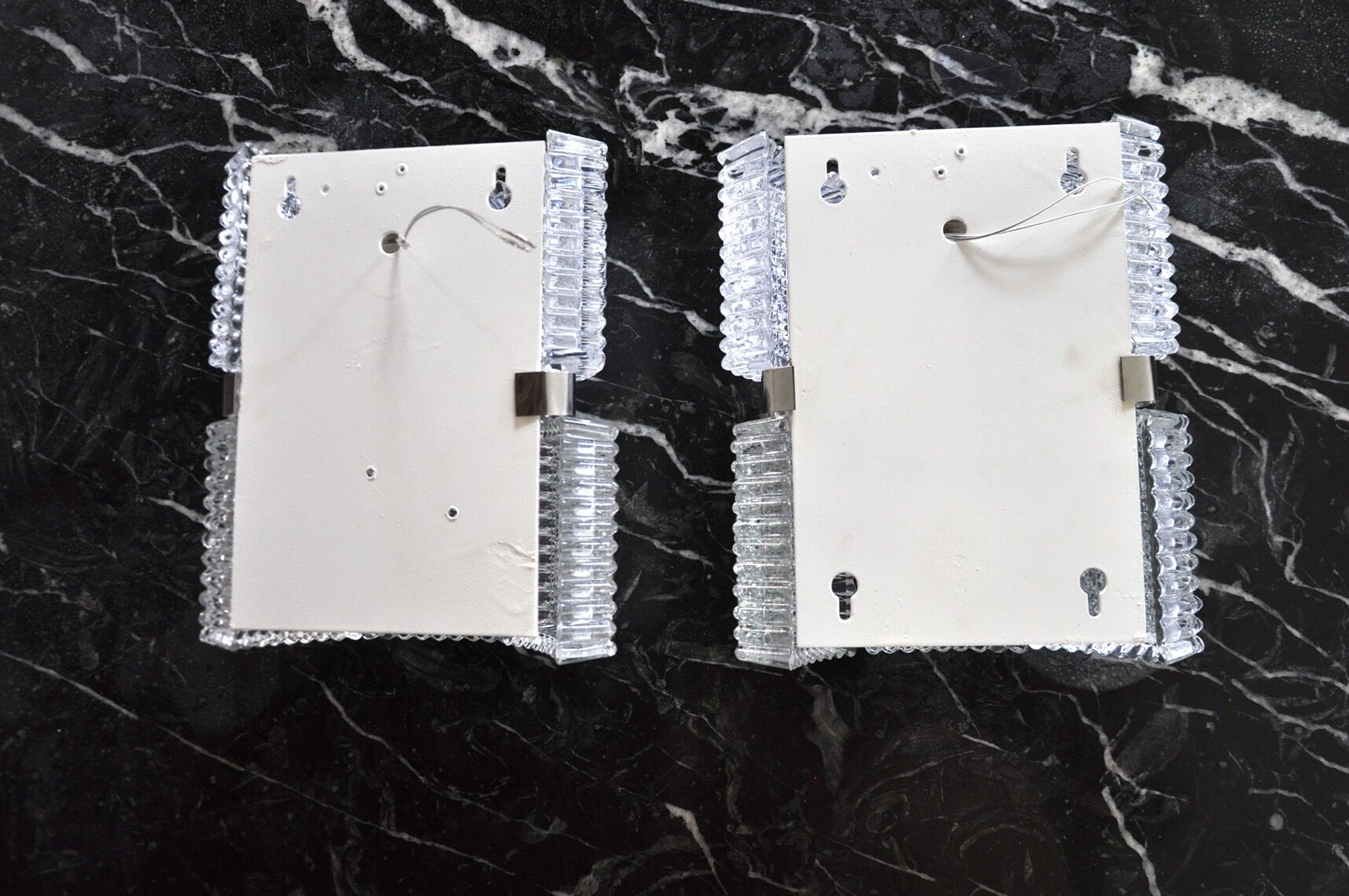 Pair of wall lamps by Kaiser Leuchten, frosted glass, Germany, 1960