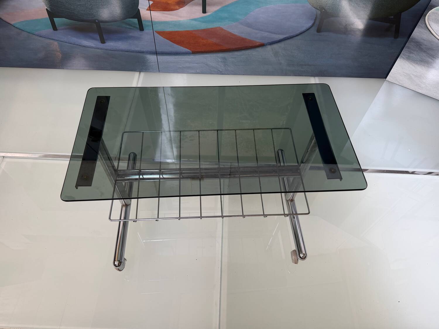Metal and smoked glass hi-fi video furniture