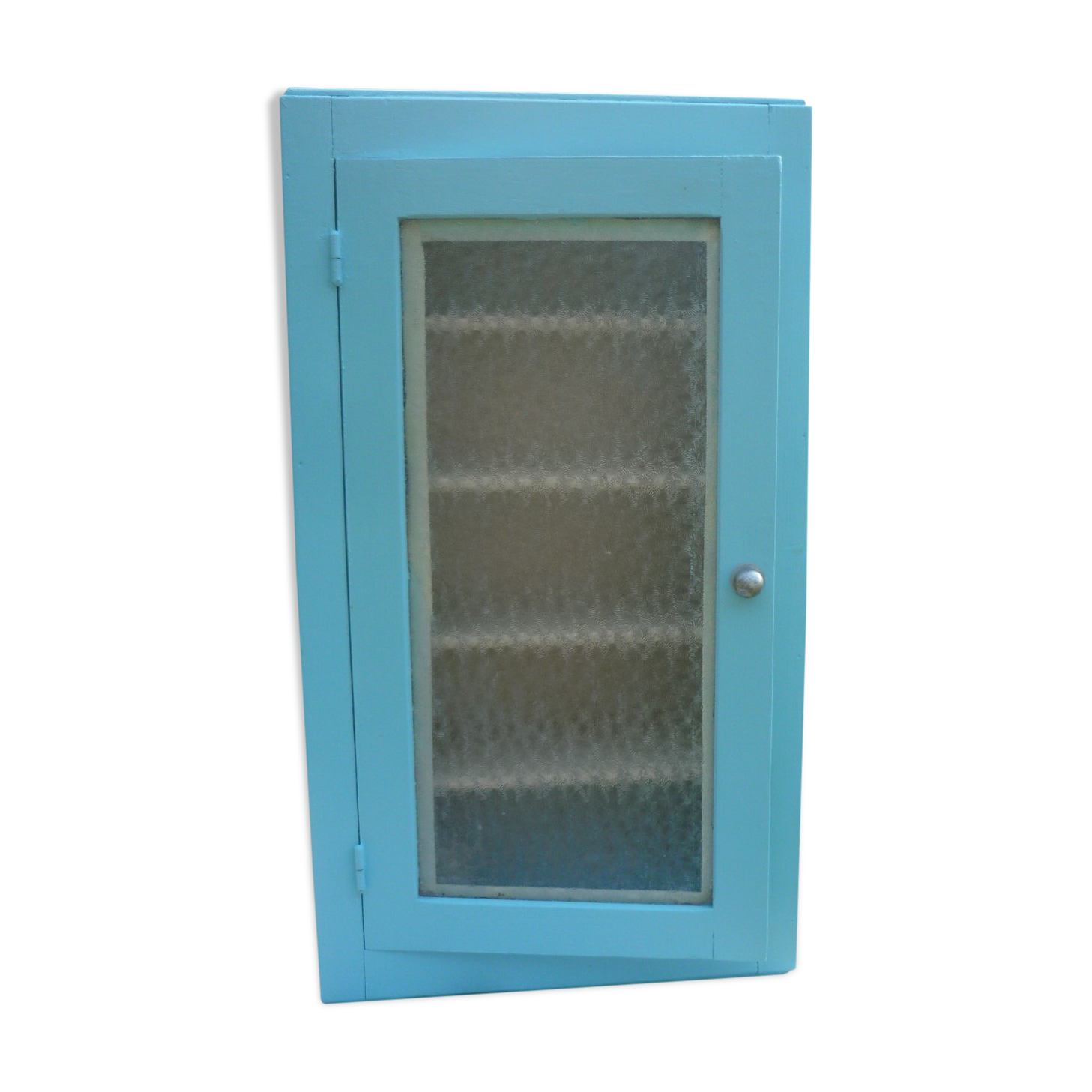 Toilet cabinet in blue wood opaque glass