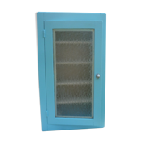 Armoire toilette en bois bleue vitre opaque