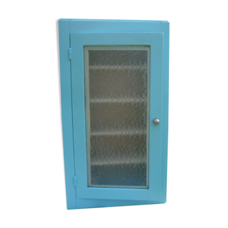 Toilet cabinet in blue wood opaque glass