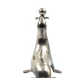 Art deco silverplated brass Seal sculpture, France 1940s