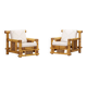Paire de fauteuils en bambou, coussins Pierre Frey, travail français, vers 1960-70