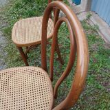 3 chaises de bistrot anciennes avec cannage