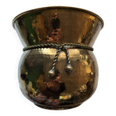 Hammered brass cache pot