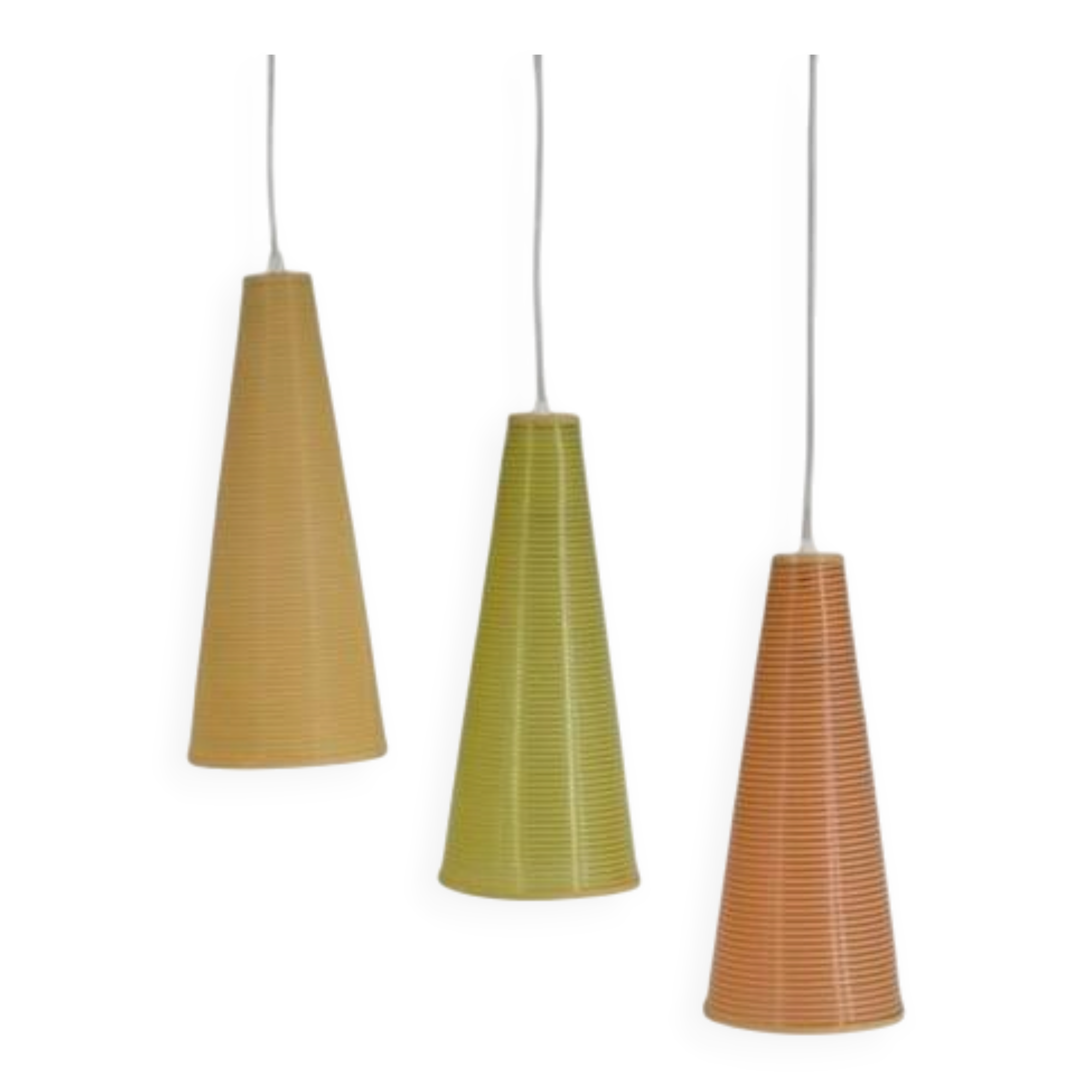 Set of 3 Rhodoid Rotaflex pendants, 1950