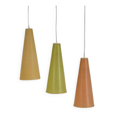 Lot de 3 suspensions Rhodoid Rotaflex, 1950