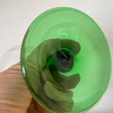 4 Alsace wine glasses, two-tone green stemmed glasses.