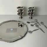 Vintage stainless steel ice cream bowls and tray