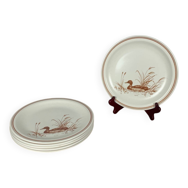 Lot de 6 Assiettes plates Vintage Churchill England – Motif Canard