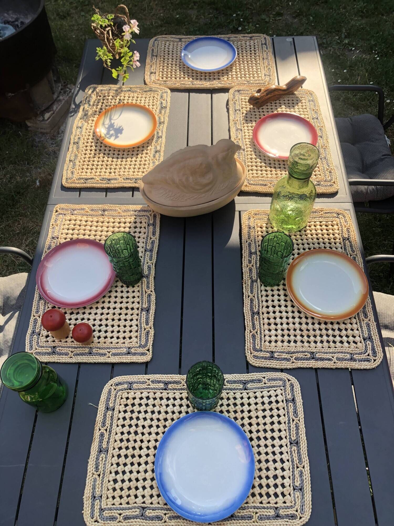 Set of 6 vintage desert plates Moulin des loups Orchies