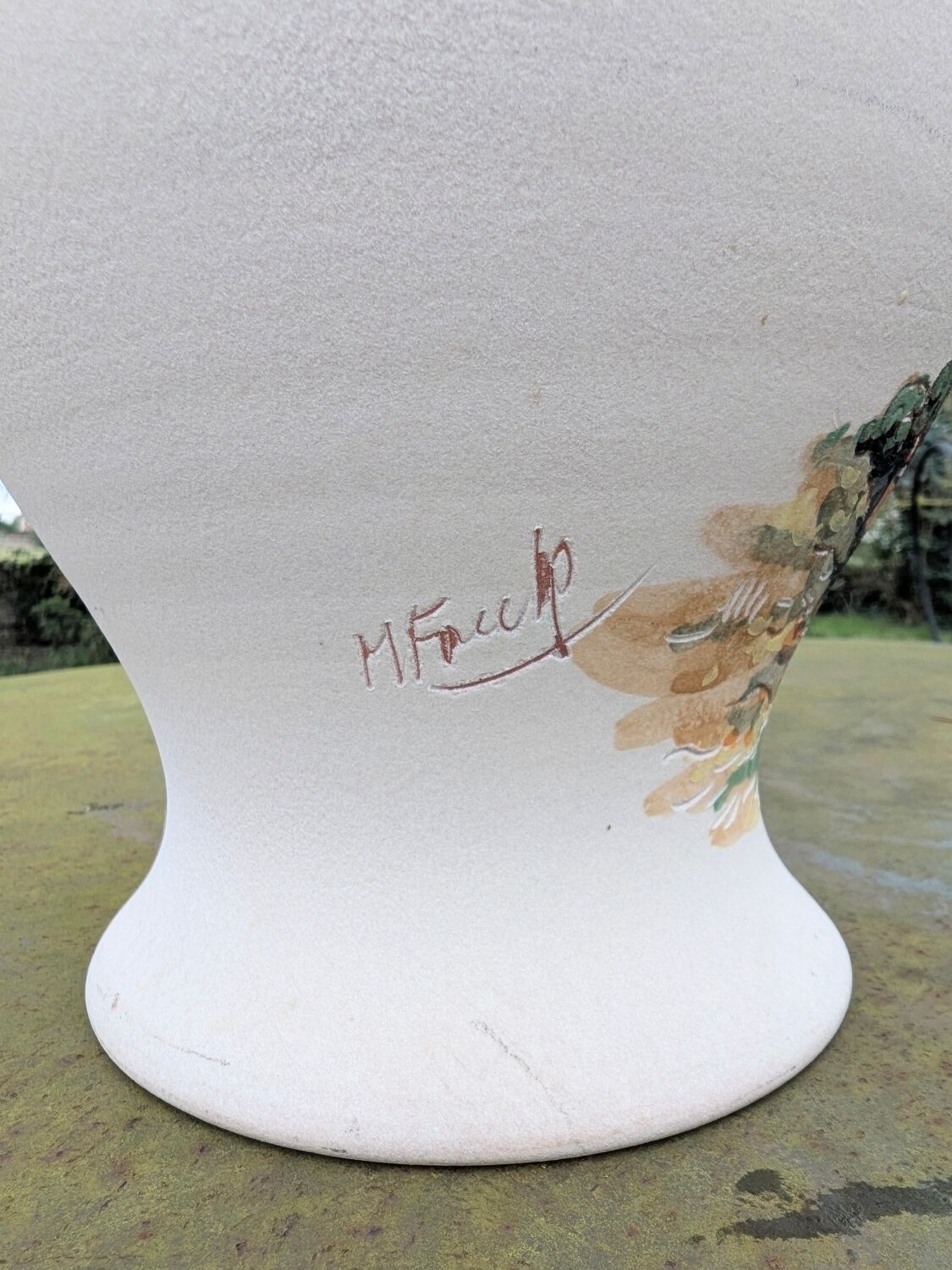 Beautiful Vintage Stoneware Vase Signed Engraved Vallauris Fonck and Mateo 50 60