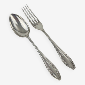 Cadet cutlery decorated with circle arcs in silver