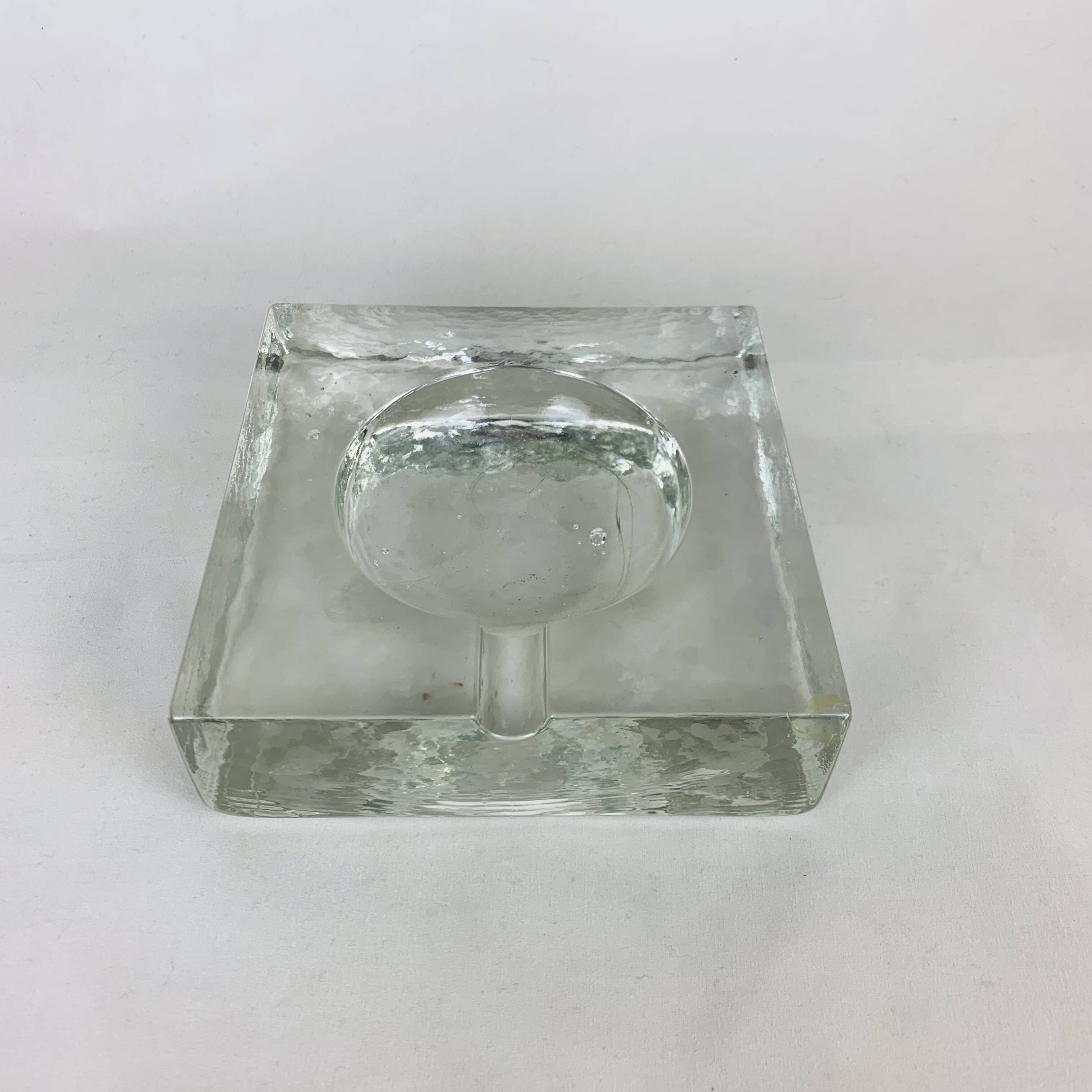 Brutalist glass ashtray from the 70s