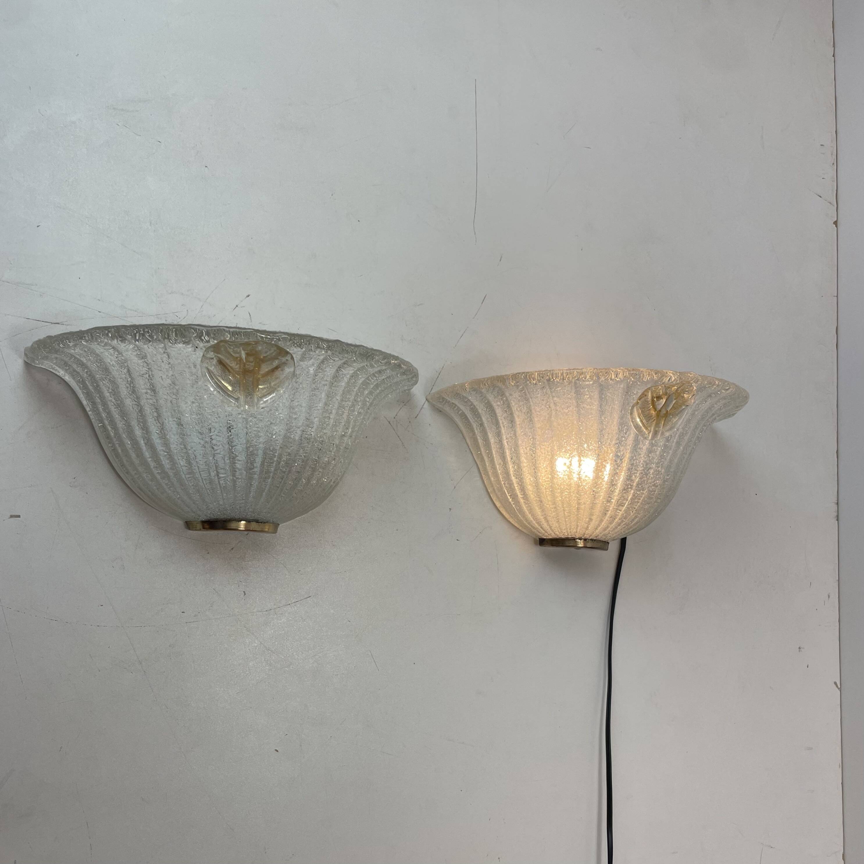 Pair of Murano Graniglia Wall Lamps att. To Italamp, Italy, 1980s