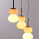 Suspension vintage avec trois sphères en verre opale, 1960 Allemagne