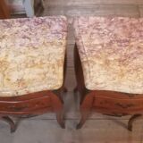 Pair of Louis XV style bedside tables in marquetry