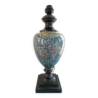 Large blue, gold and black ceramic lamp base