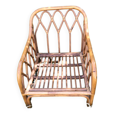 Fauteuil bambou rotin années 60/70 vintage