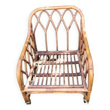 Fauteuil bambou rotin années 60/70 vintage