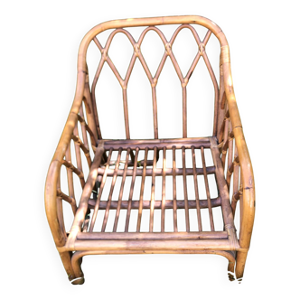 Fauteuil bambou rotin années 60/70 vintage