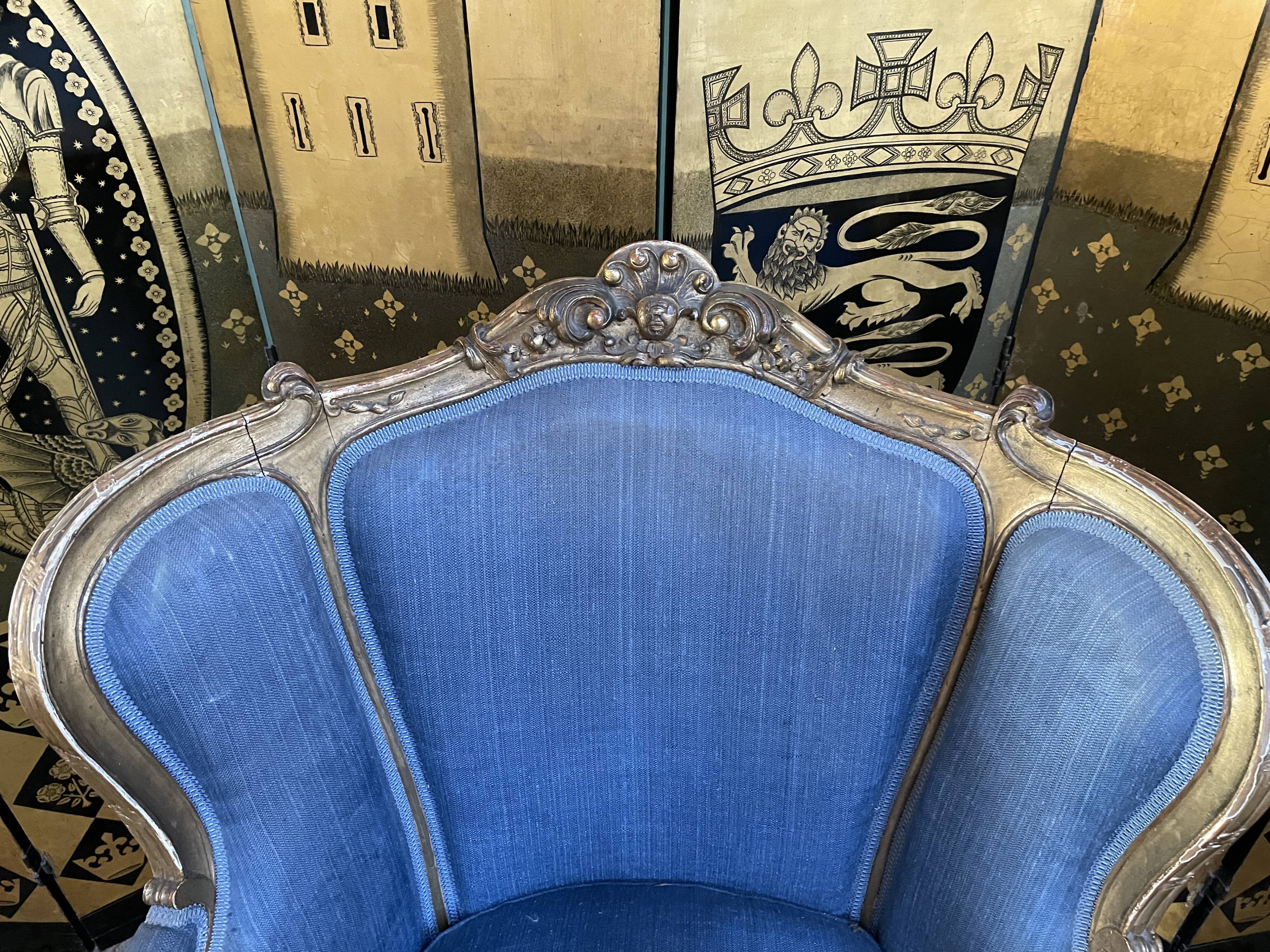 Complete living room louis XV style gilded wood 1900