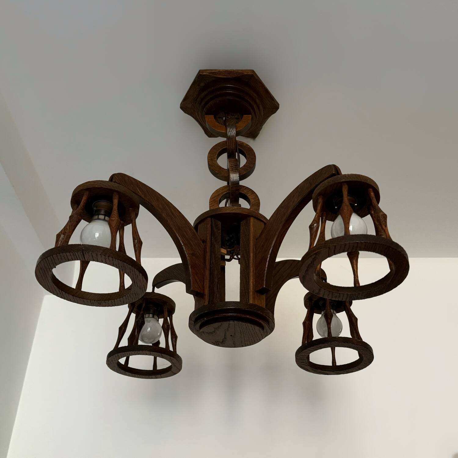 50s wooden chandelier