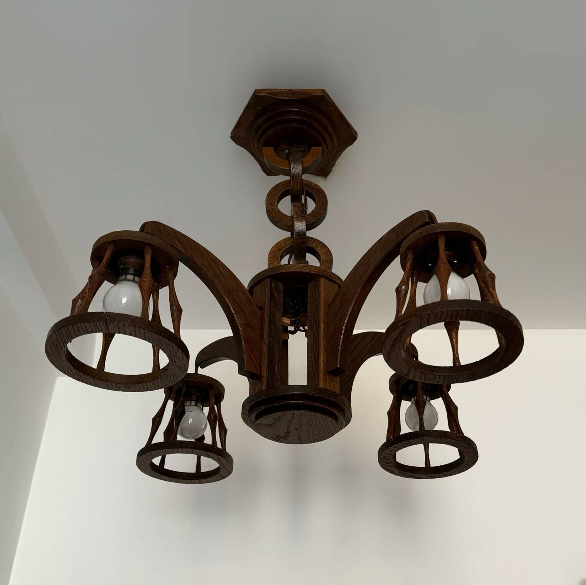 50s wooden chandelier