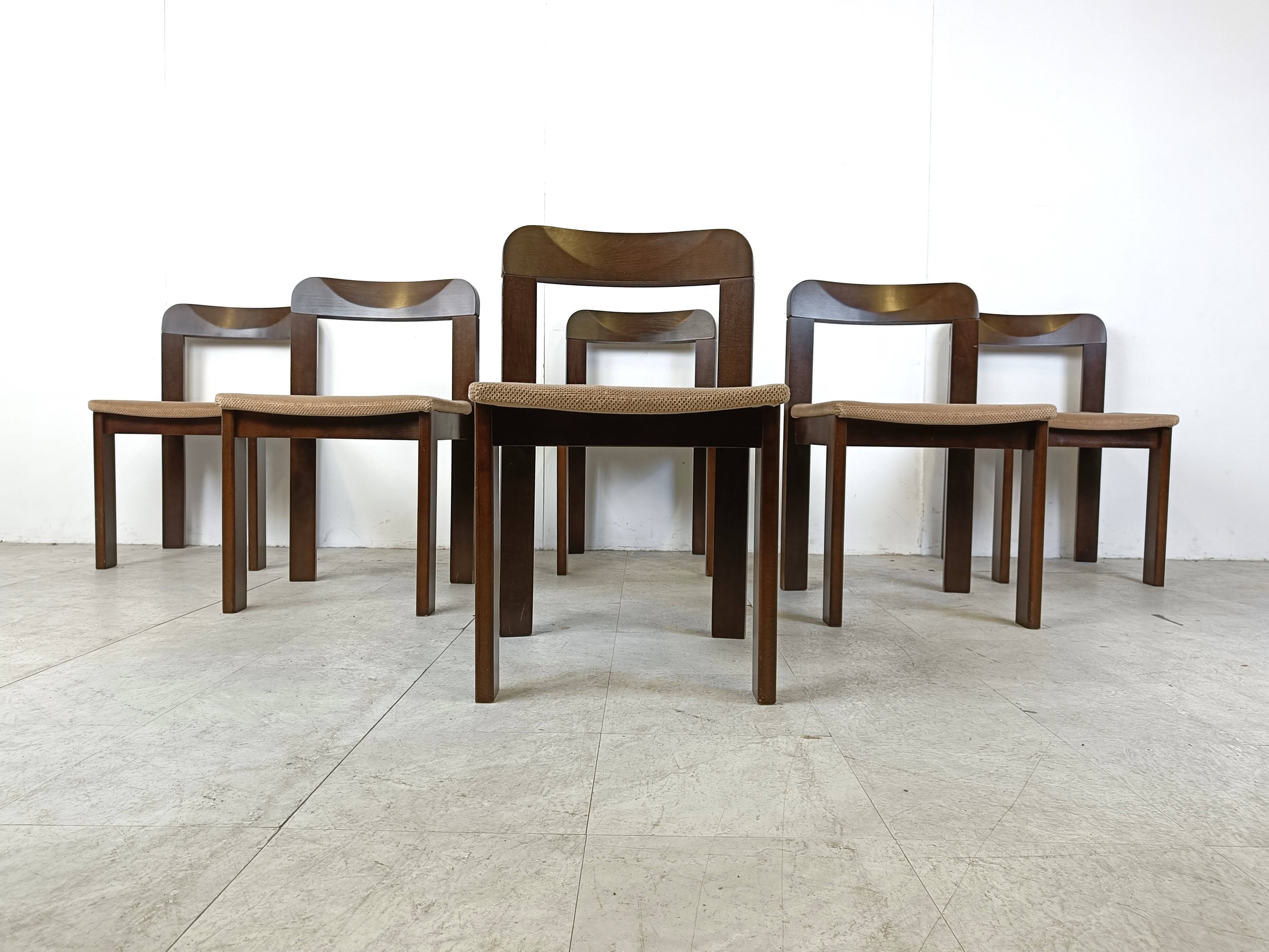 Vintage brutalist dining chairs, set of 6 - 1970s