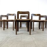 Vintage brutalist dining chairs, set of 6 - 1970s