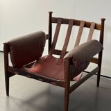 Admiral armchair by Eric Merthen, in leather and rosewood