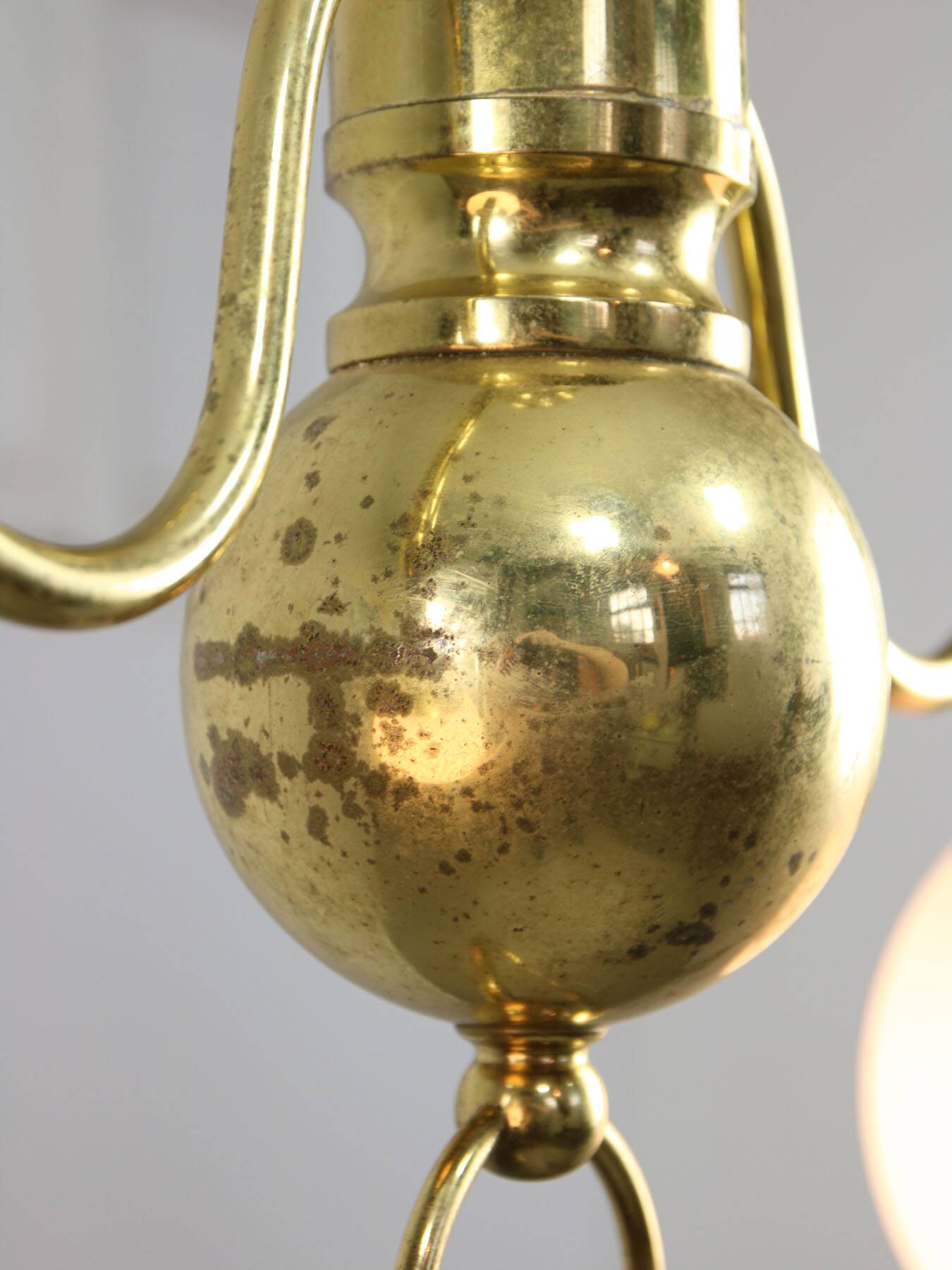 Art Deco Italian Brass and Opaline Chandelier