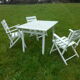 Salon de jardin table et 3 fauteuils en bois blanc
