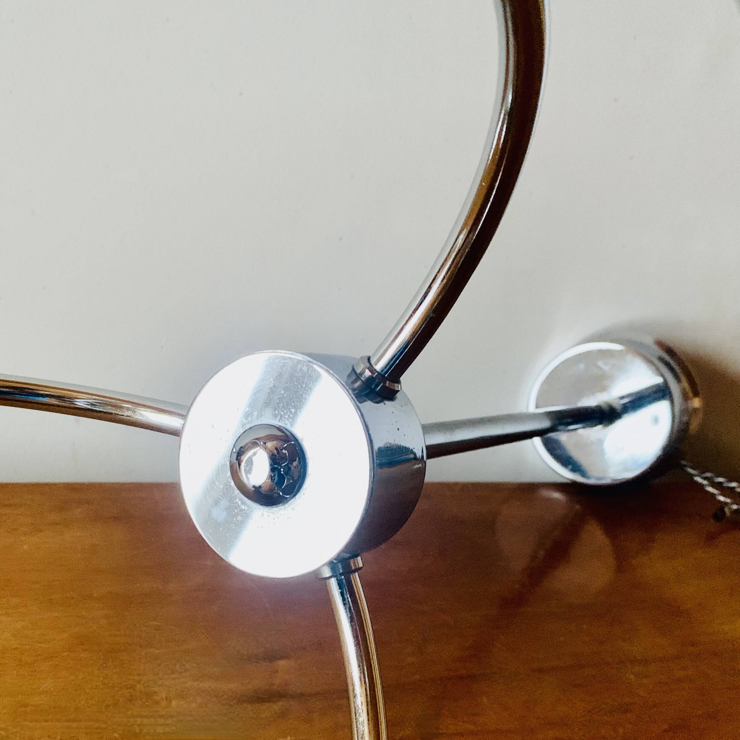 Lustre vintage en métal chromé - Space Age Design - SA Boulanger
