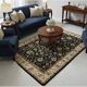 Classic Navy Blue and Gold Rug with a Refined Floral Design