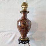 Beautiful cloisonné wood baluster table lamp