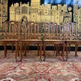 Suite de 8 chaises en cannage de style Louis XV