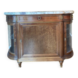Meuble d’appui Louis XVI en bois précieux, marbre et vitrine – Haentgès Frè