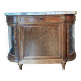 Louis XVI side table in precious wood, marble and glass-fronted cabinet – Haentgès Frères